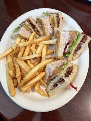 Triple decker club and fries