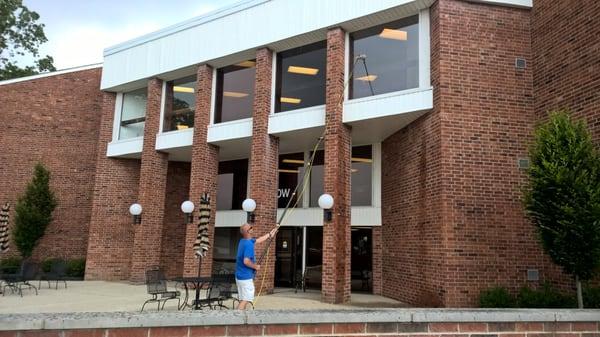 Just another day for K & T, cleaning the windows at a local apartment complex in Westerville.