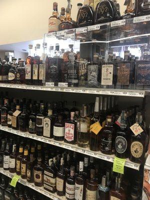 Huge selection of hard to find bourbons