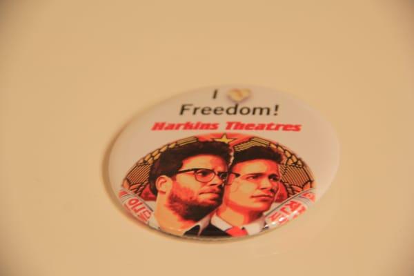 Everyone receives a complimentary button for watching the interview