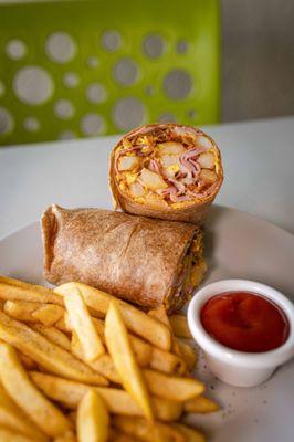 Bacon  and cheese burrito