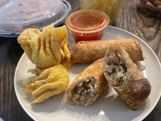 Crab Rangoon and eggrolls