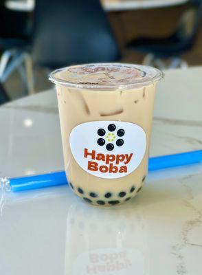 Jasmine milk tea with classic boba