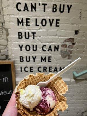 lemon and brambleberry in a waffle bowl