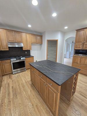 Kitchen with slight accent color.