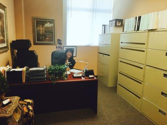 The lovely, delightfully cheerful receptionist at the front desk.