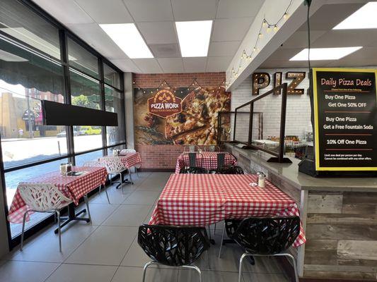 Part of the dining area. Other seats shown outside the picture.