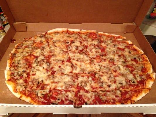 Awesome thin crust cut in square pieces!!!!