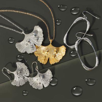 Looking for a memorable holiday gift? Check out our delicate Ginkgo Leaf pendents and earrings or our gorgeous Oval Hoop earrings!