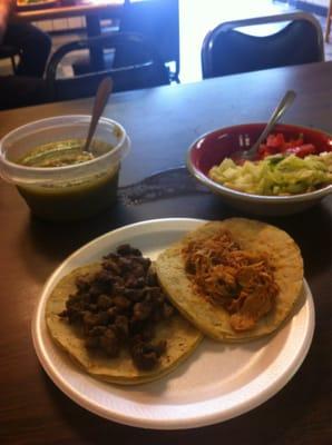 Steak and chicken tacos