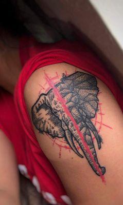 Elephant tattoo by Daniel RL Garcia.