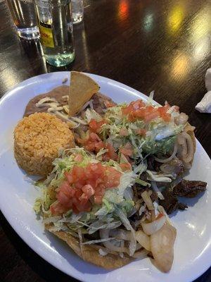 Steak tostada meal