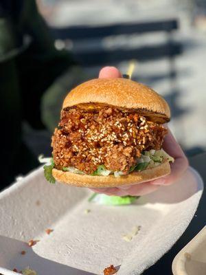 Fried orange chicken sandwich special