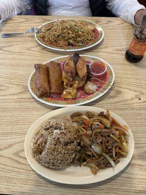 Mongolian Beef with Fried Rice; Pupu Platter; Chow Mein