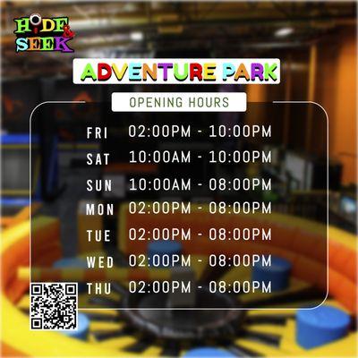 adventure park opening hours