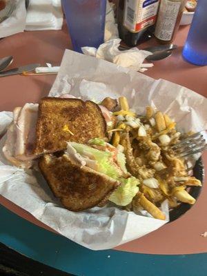 Club combo on wheat with chili cheese fries.