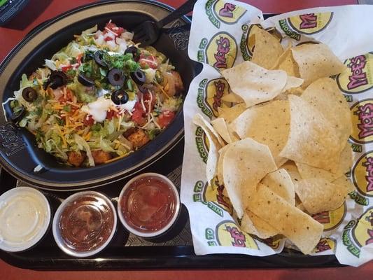 Homewrecker Bowl with Tofu + Chips, Salsas and Queso!