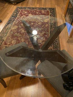 Glass table in kitchen/living room area.  DIRTY!