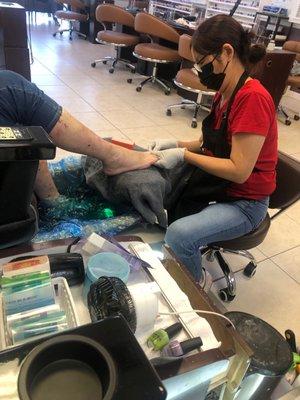 Mom getting a pedicure