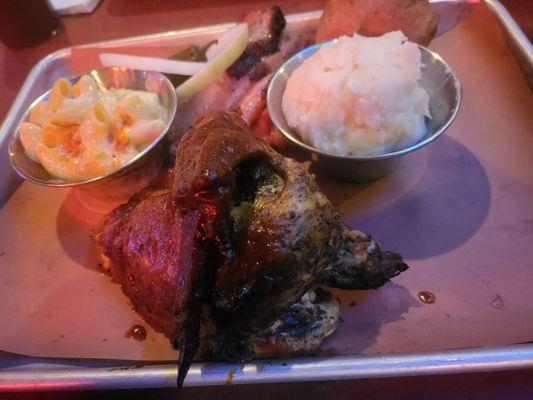 2 meats Platter with brisket and bone in chicken