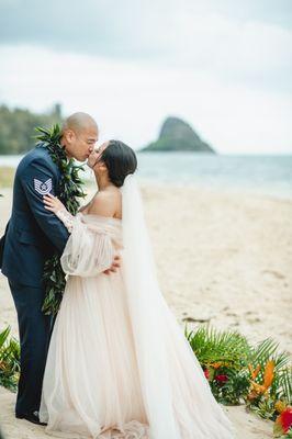 Our elopement at Kualoa Ranch, picture by Jenna Lee