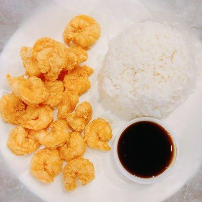 22. Popcorn shrimp with soy garlic sauce on the side