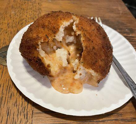 Arancini prepared (20 sec in microwave, 10 min in 350° oven - perfect temperature)