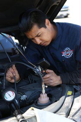 diagnosing a coolant leak on a Range Rover