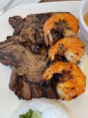 19D Grilled pork chop and shrimp