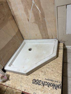 Shower pan install