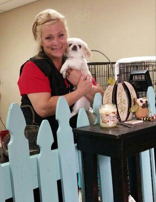 Mona cradles Angel after her Groom! Mona's Grooming! Jefferson, Texas!