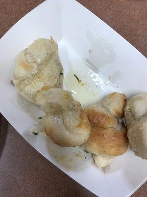 Garlic knots... tasted better than they looked!