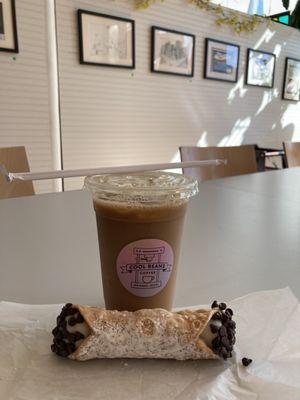 Cinnamon Maple cold brew and Cannoli