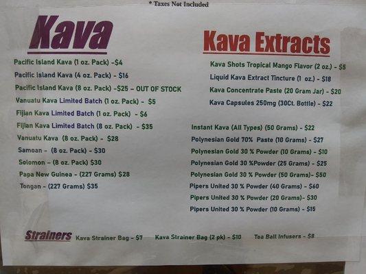 Kava prices