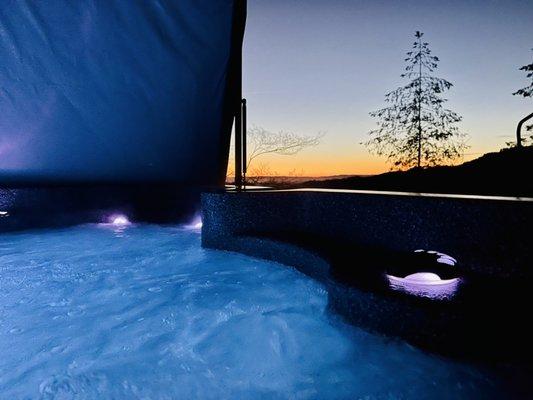 Nighttime view in hot tub.