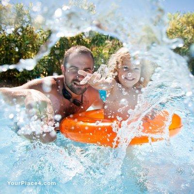 Family fun in a hot tub