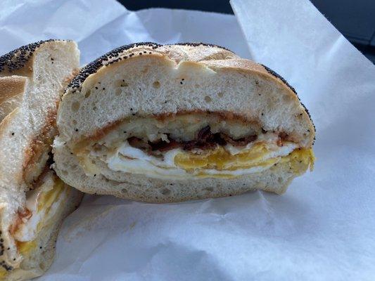 bacon egg and cheese with hash brown