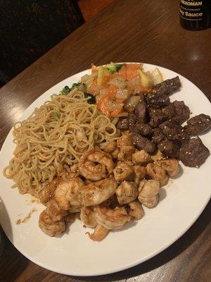 Hibachi chicken shrimp and steak