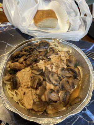 Chicken Marsala with linguine and same entree sauce