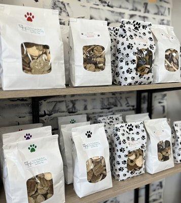 Done forget your pup this holiday season! Try our locally made dog treats. All natural and grain free.