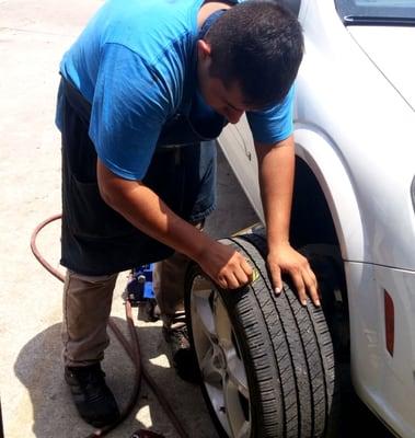 He fixed my tire