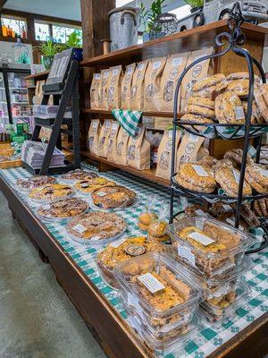 Inside, baked goods, pastries