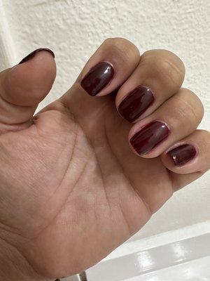 Polish all around and are uneven