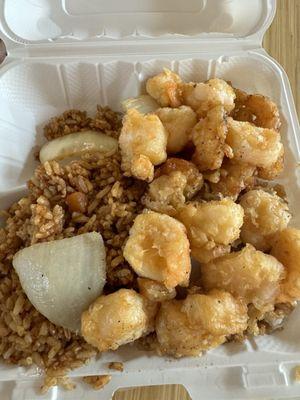 Fried shrimp, fried rice