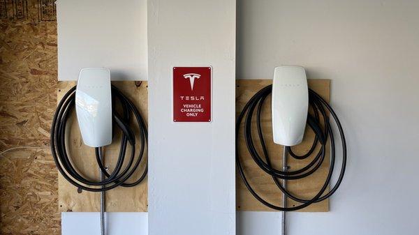 Up close Tesla chargers