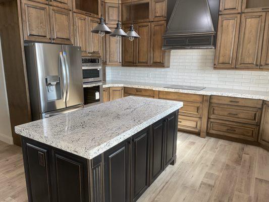 White Ice granite countertop, with a double eased edge