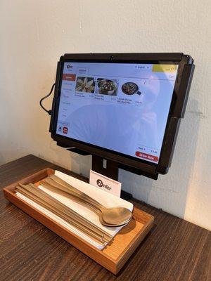 Self ordering tablet on the table