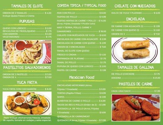 Menu del restaurante