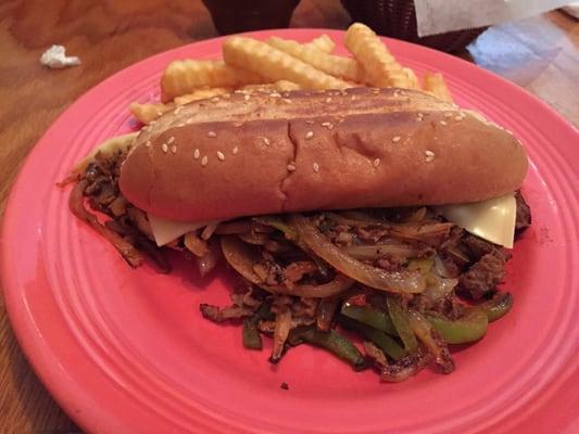 Fajita sandwich and fries