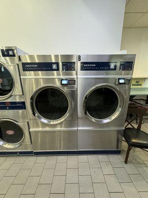 Large 50 pound dryers perfect for big loads and comforters!